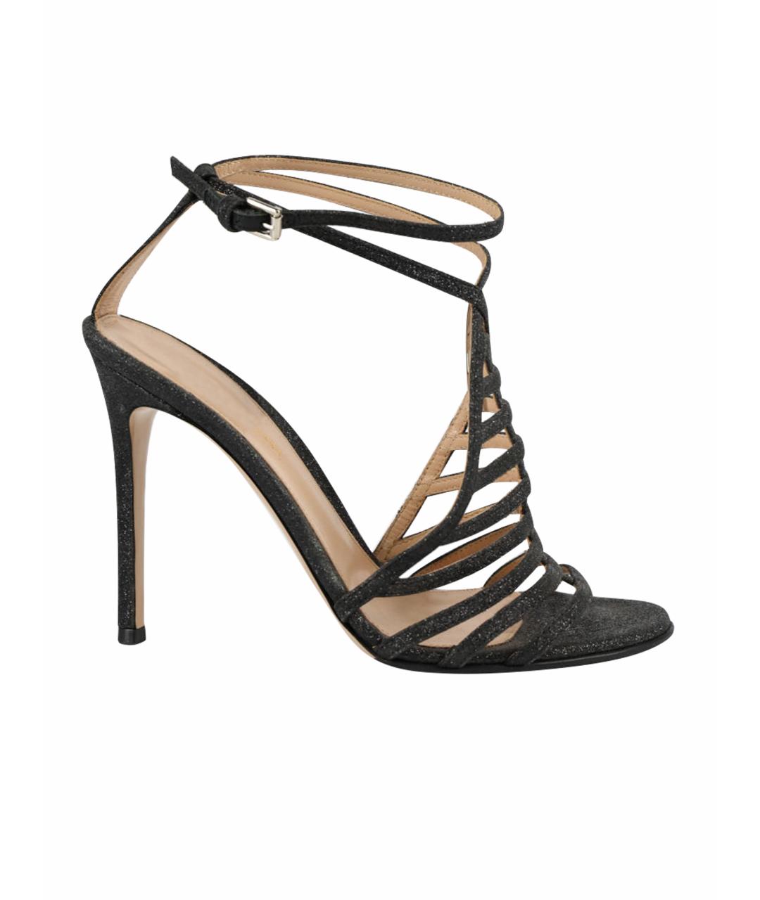 GIANVITO ROSSI Черные текстильные босоножки, фото 1