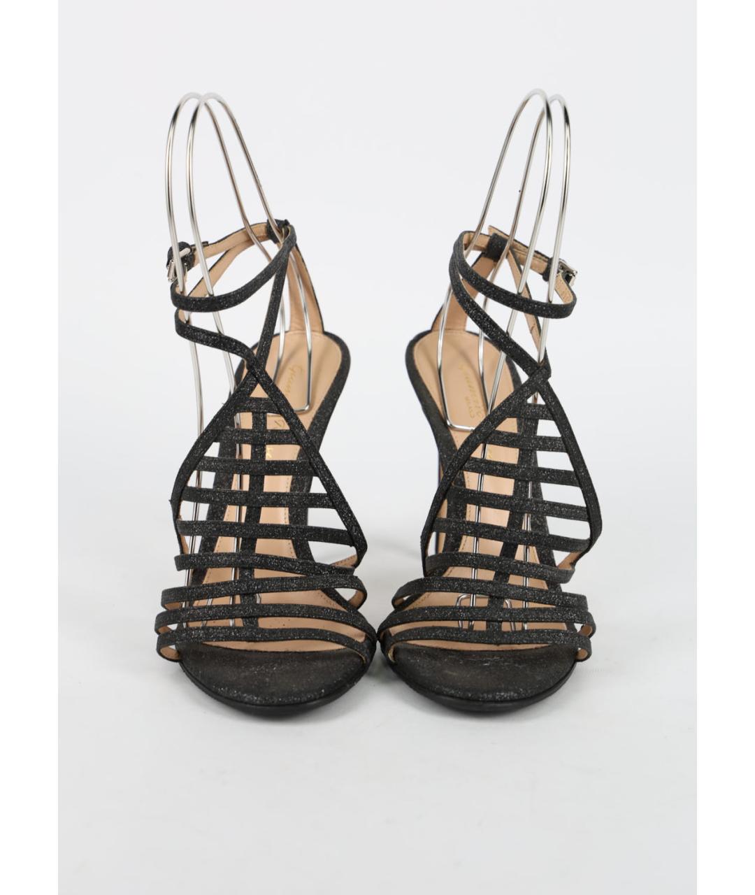 GIANVITO ROSSI Черные текстильные босоножки, фото 3