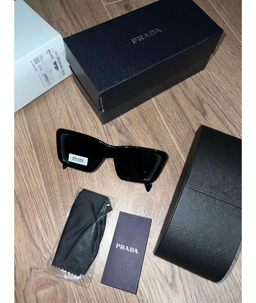 PRADA Черные пластиковые солнцезащитные очки, фото 5