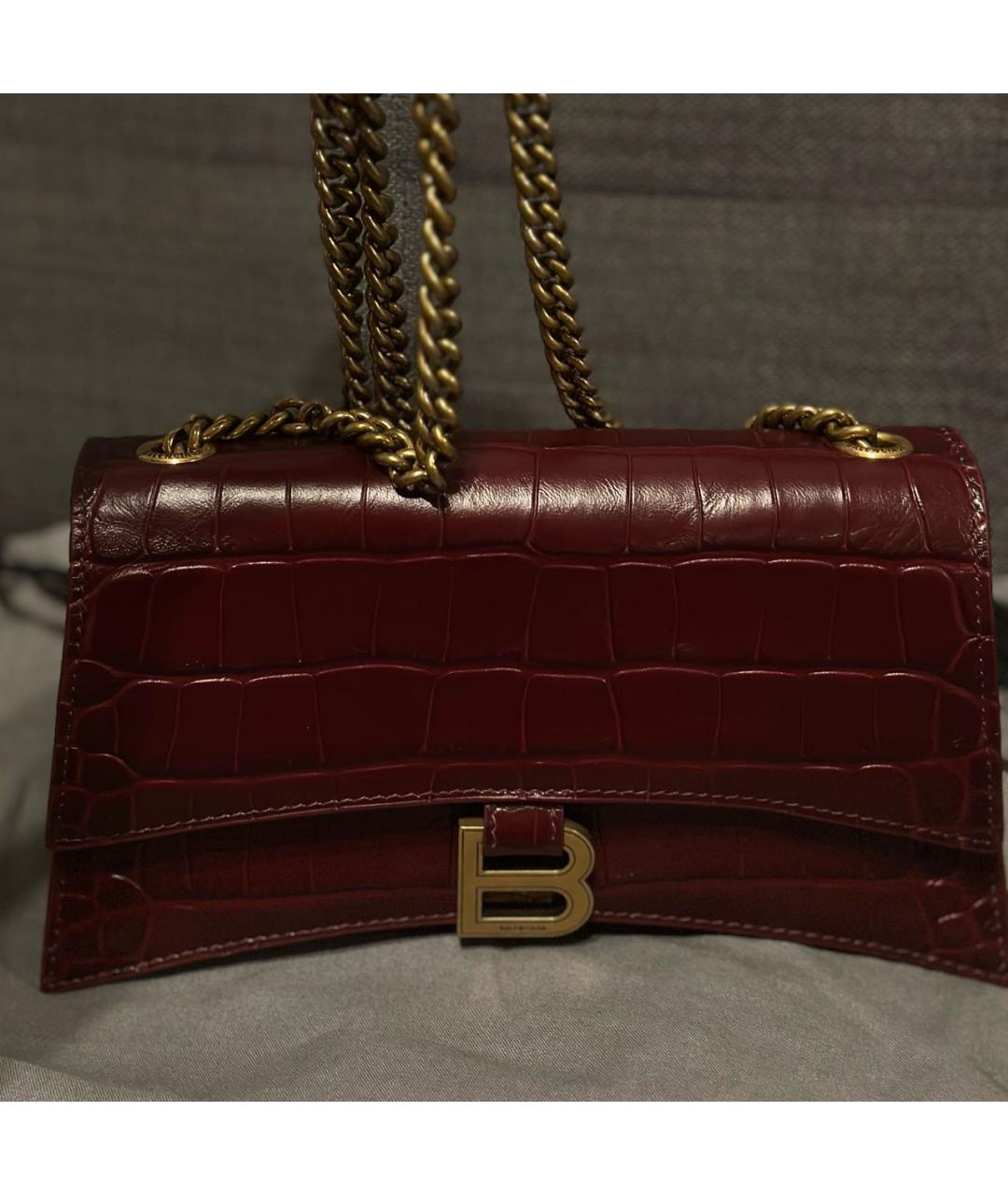 BALENCIAGA Бордовая кожаная сумка через плечо, фото 3