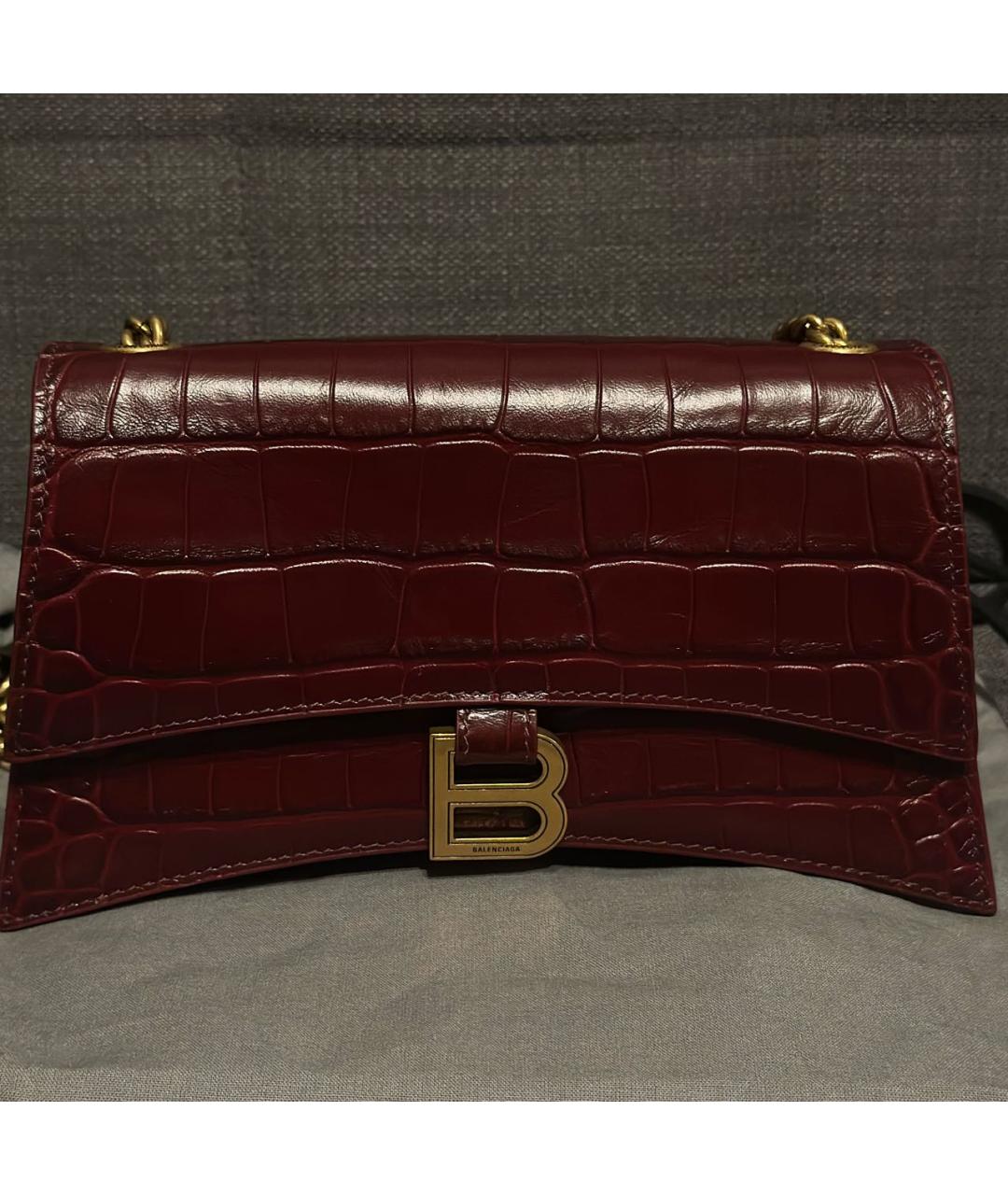 BALENCIAGA Бордовая кожаная сумка через плечо, фото 6
