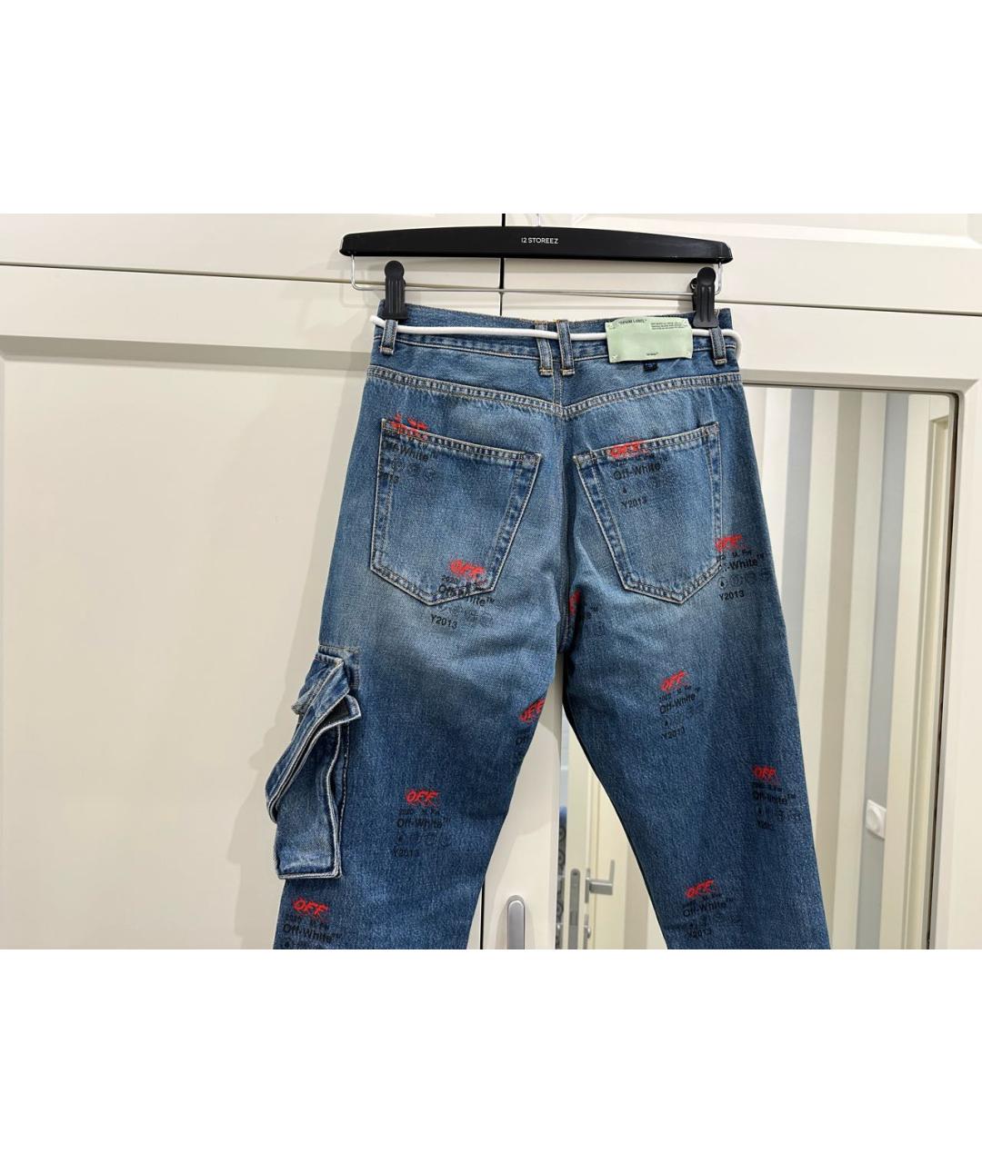 OFF-WHITE Голубые хлопковые джинсы скинни, фото 2