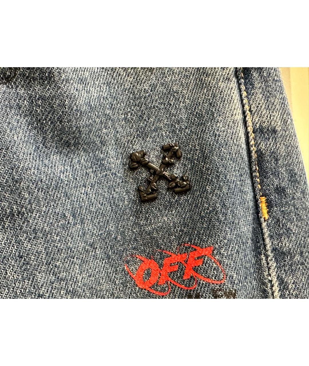 OFF-WHITE Голубые хлопковые джинсы скинни, фото 7