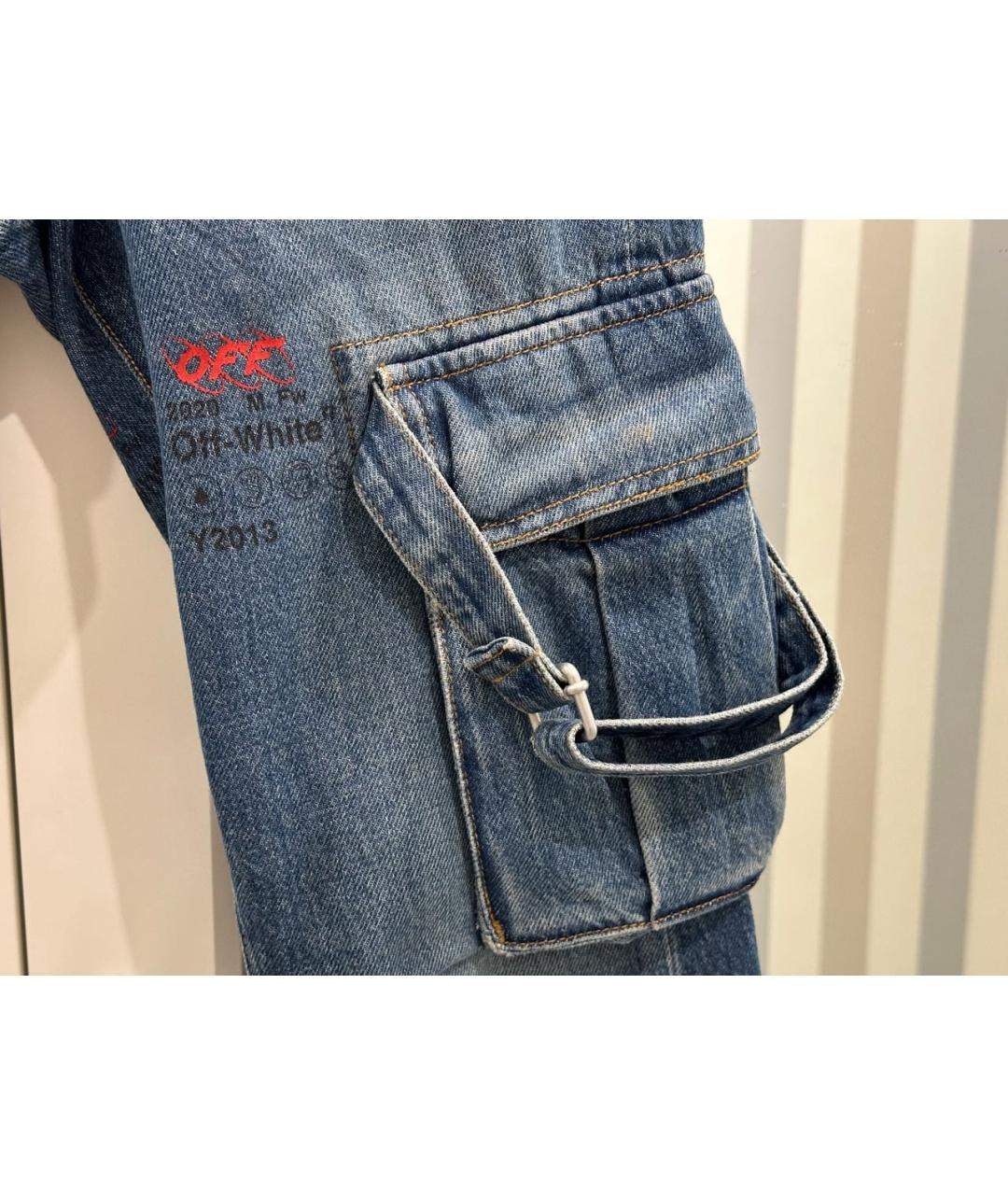 OFF-WHITE Голубые хлопковые джинсы скинни, фото 6