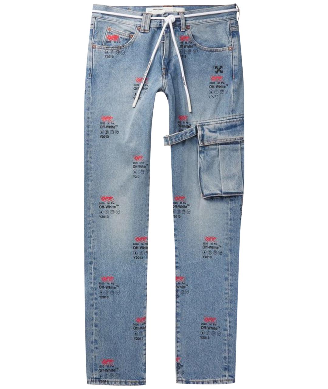 OFF-WHITE Голубые хлопковые джинсы скинни, фото 1