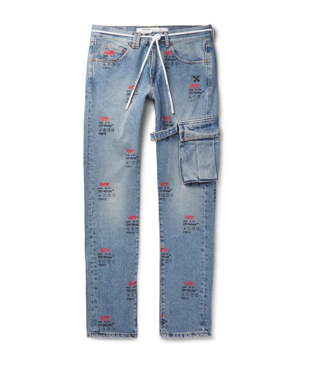 OFF-WHITE Голубые хлопковые джинсы скинни, фото 8