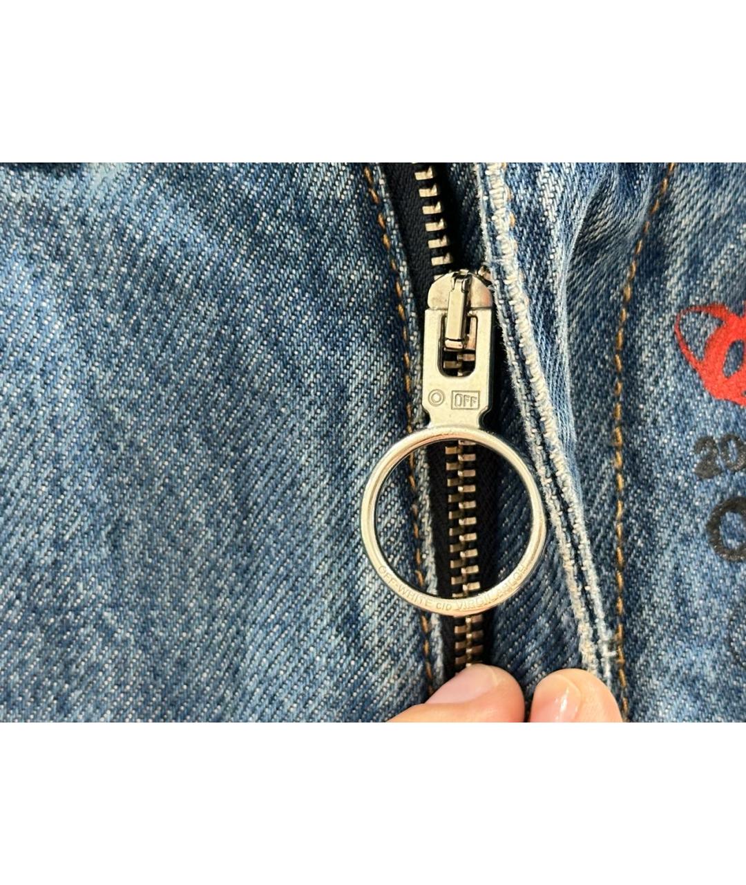 OFF-WHITE Голубые хлопковые джинсы скинни, фото 4