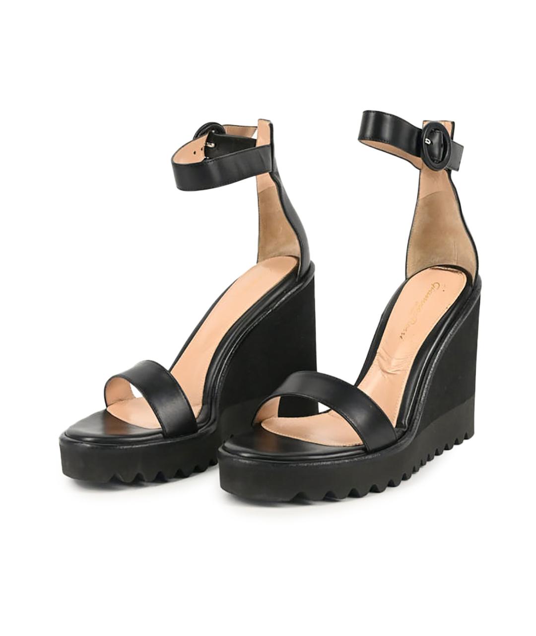 GIANVITO ROSSI Черные кожаные босоножки, фото 2