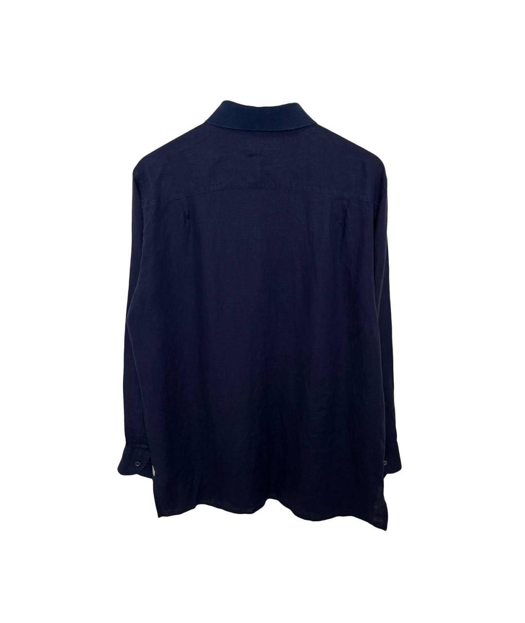 LORO PIANA Темно-синяя льняная кэжуал рубашка, фото 3