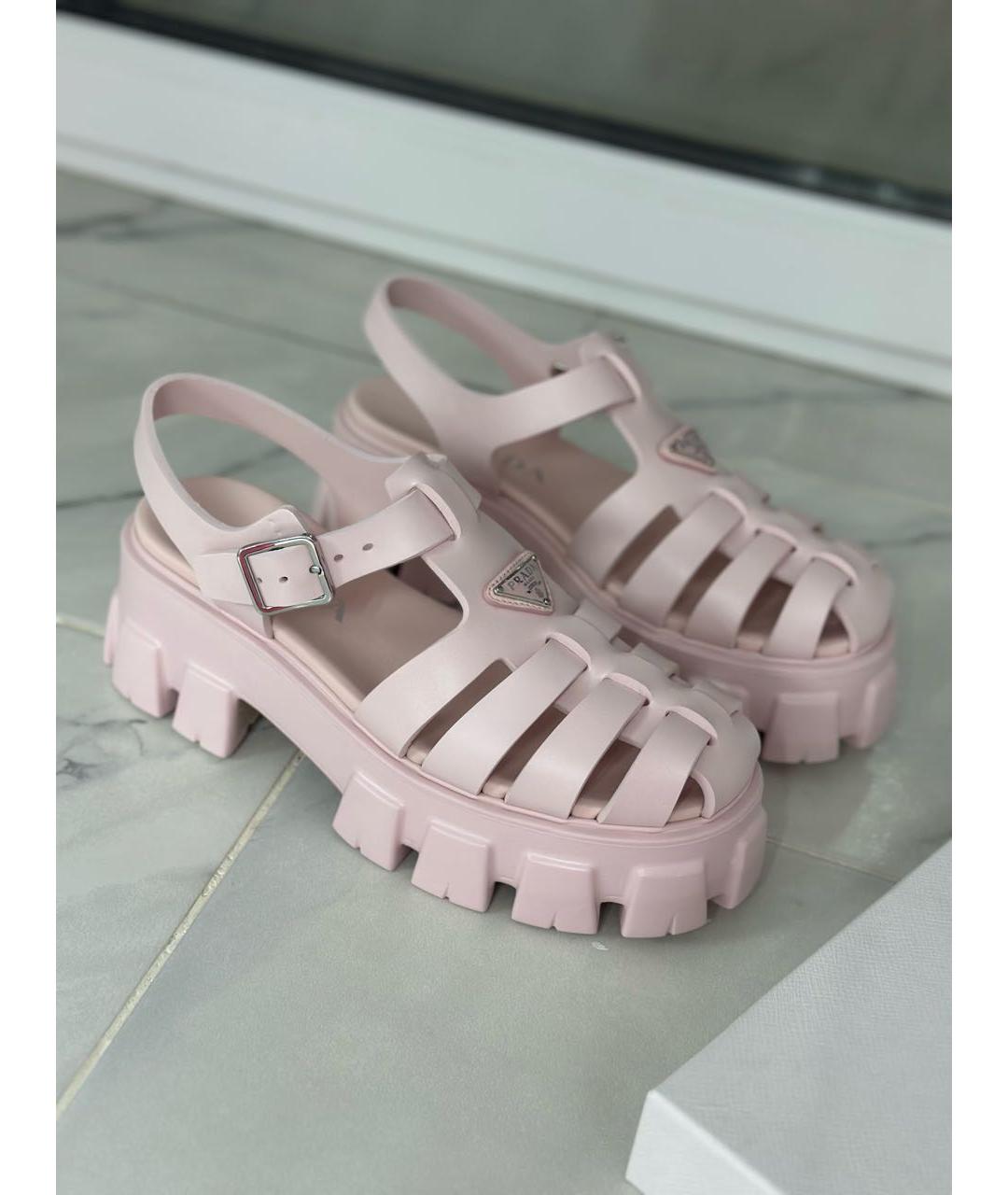 PRADA Розовые резиновые сандалии, фото 5