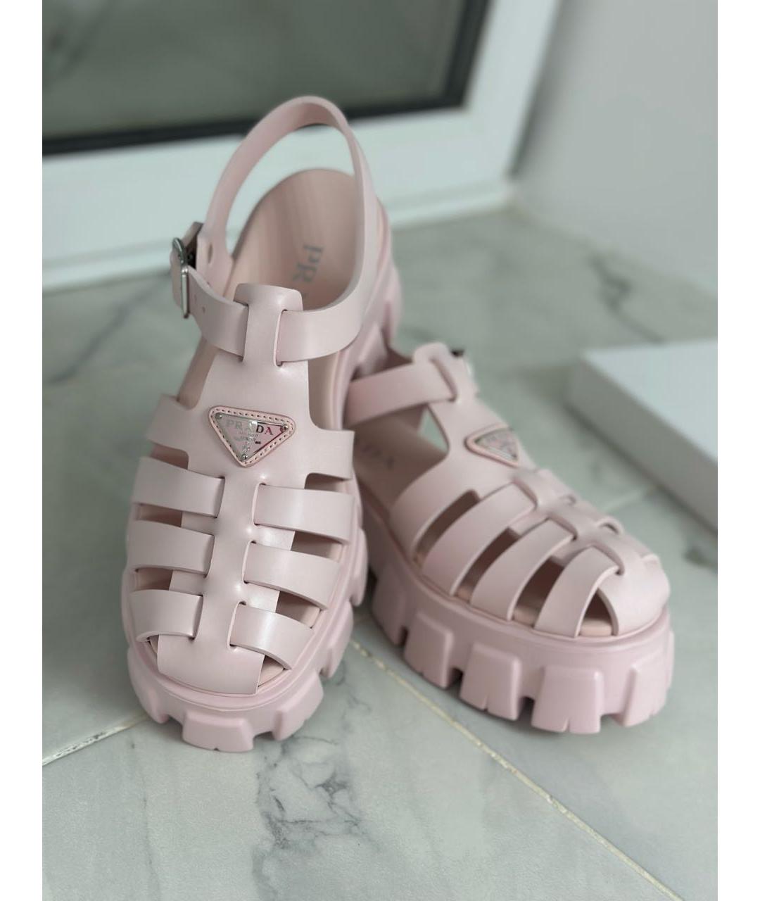 PRADA Розовые резиновые сандалии, фото 3