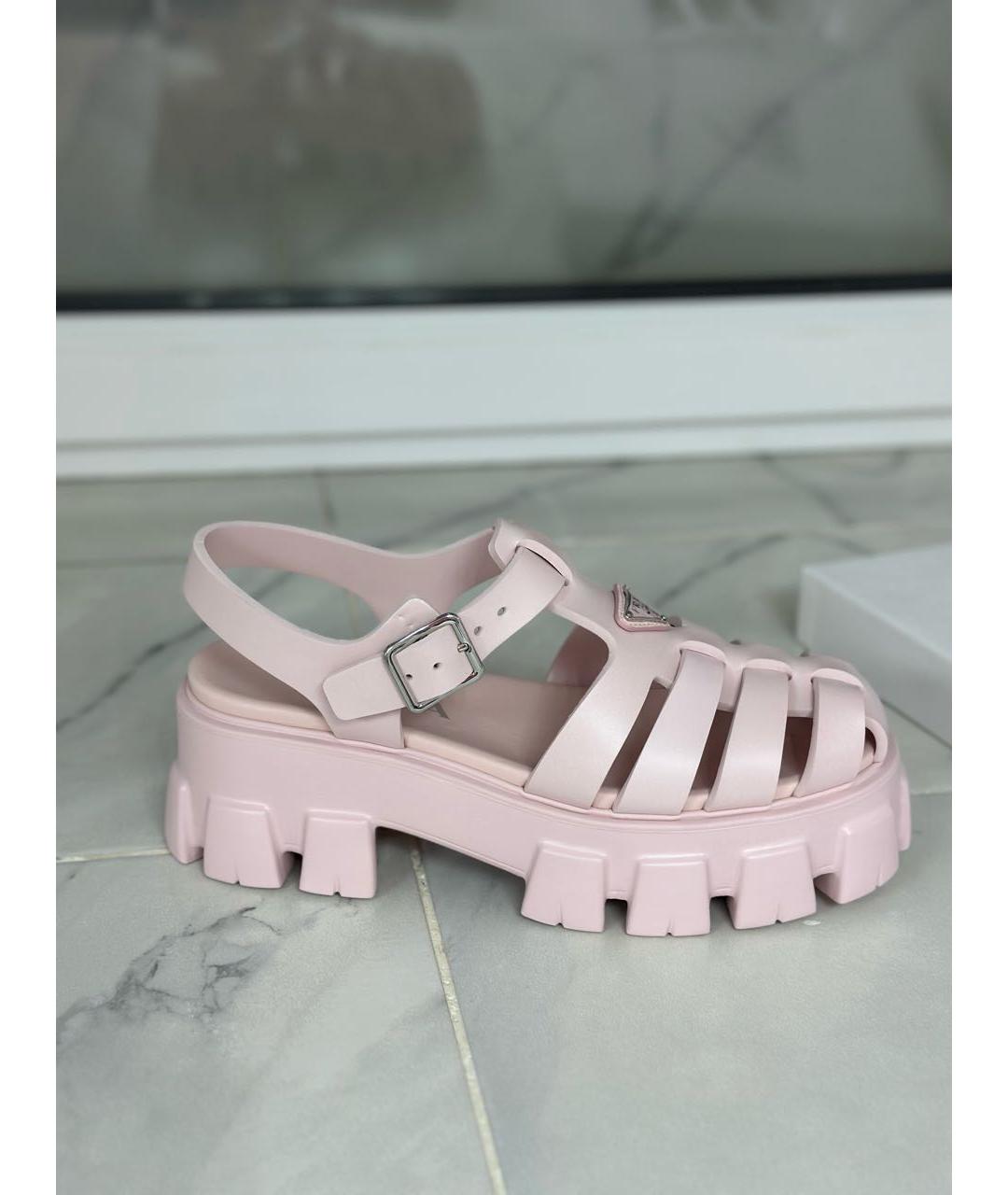 PRADA Розовые резиновые сандалии, фото 7