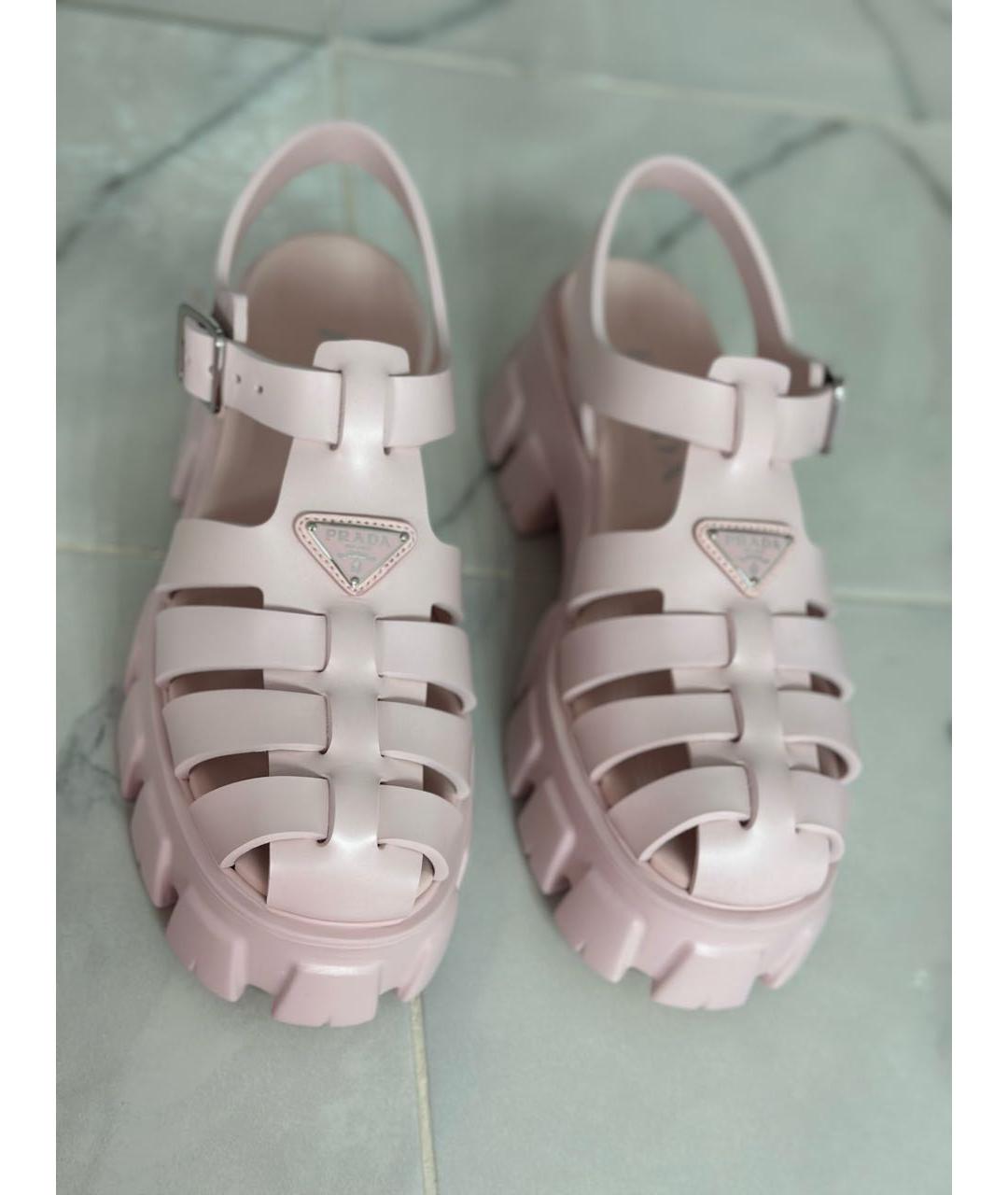 PRADA Розовые резиновые сандалии, фото 2