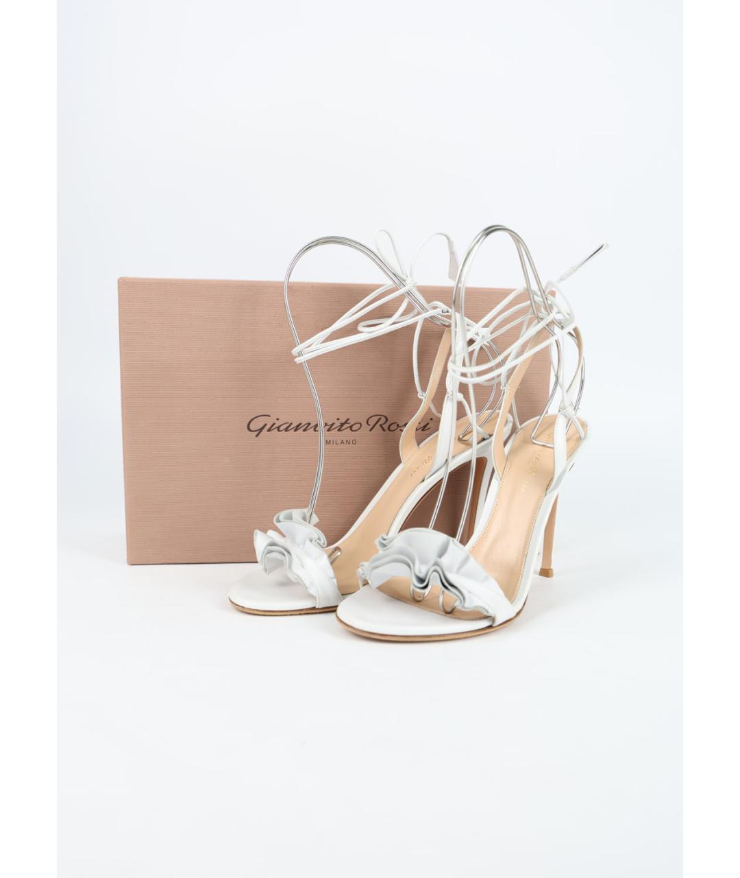 GIANVITO ROSSI Белые кожаные босоножки, фото 6