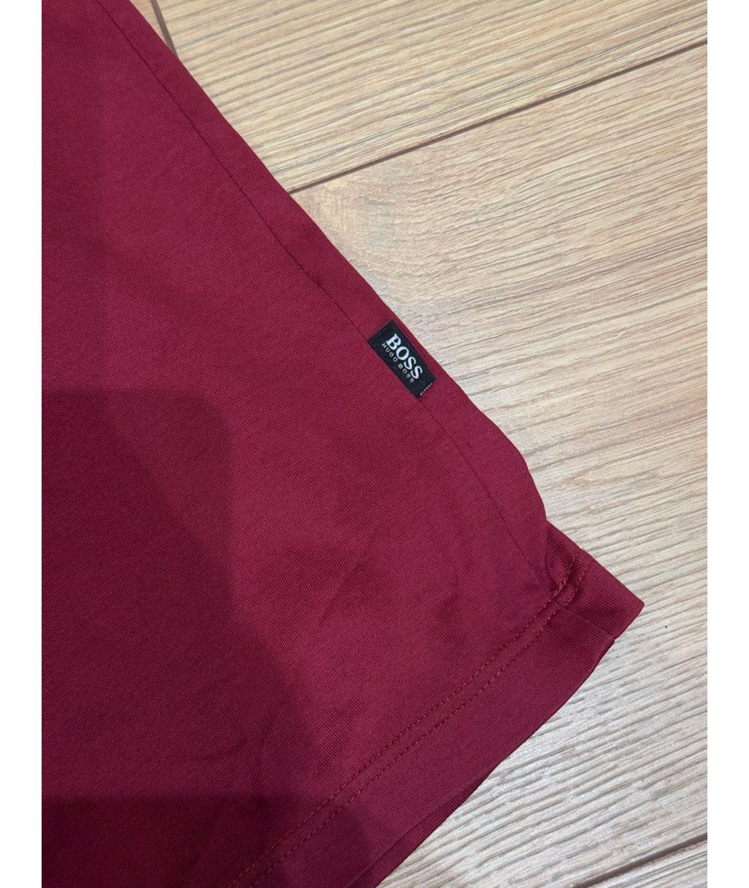 HUGO BOSS Бордовое хлопко-полиэстеровое поло с коротким рукавом, фото 4