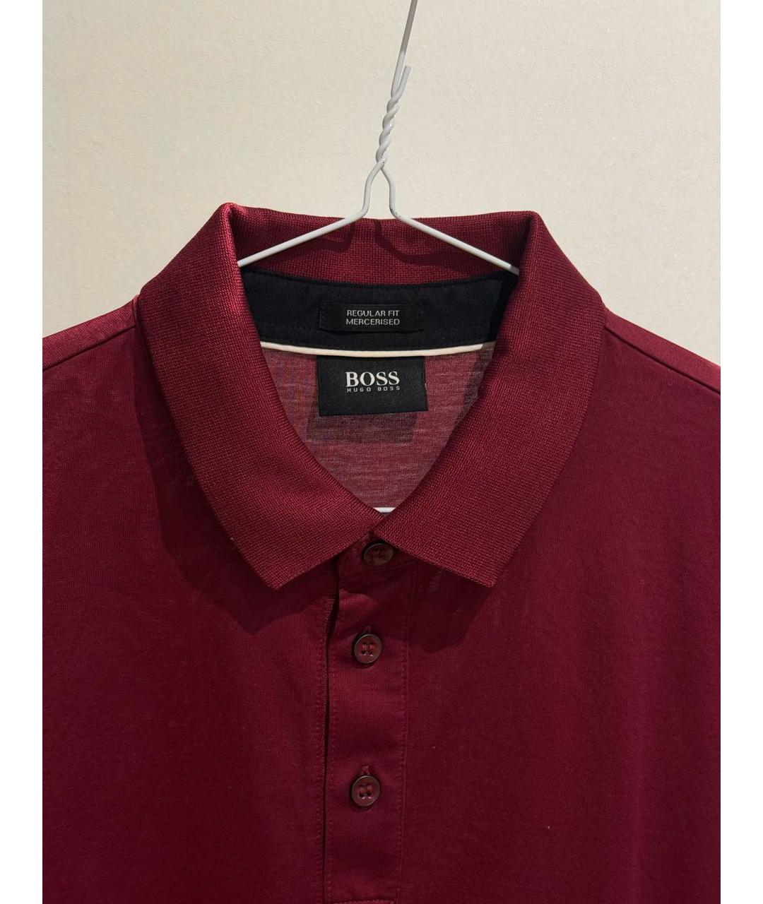 HUGO BOSS Бордовое хлопко-полиэстеровое поло с коротким рукавом, фото 3