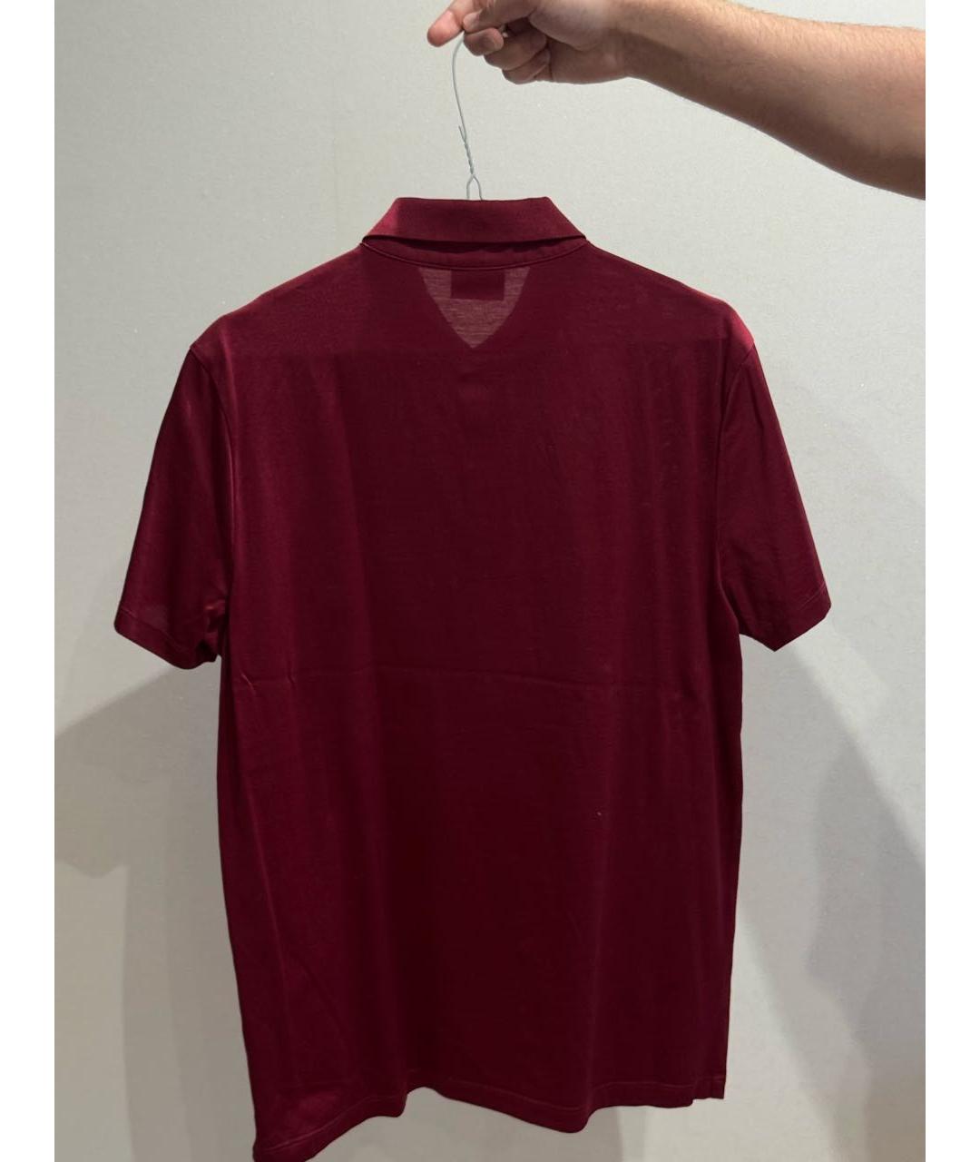 HUGO BOSS Бордовое хлопко-полиэстеровое поло с коротким рукавом, фото 2