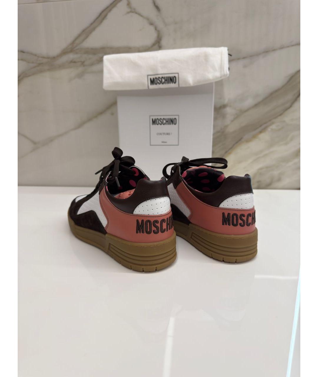 MOSCHINO Коричневые замшевые низкие кроссовки / кеды, фото 4