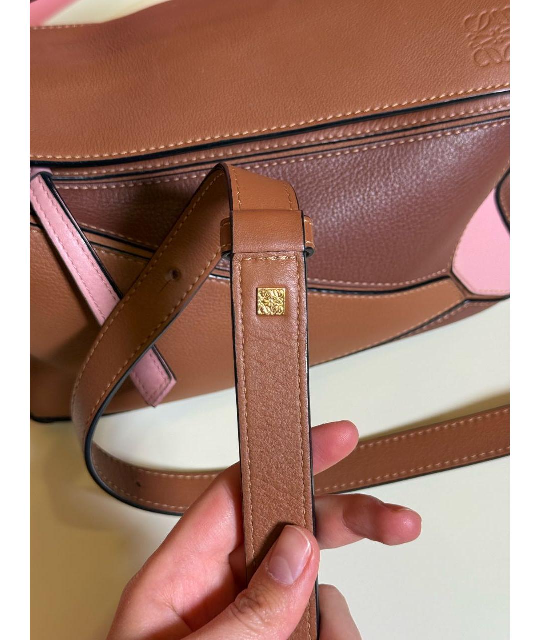 LOEWE Коричневая кожаная сумка с короткими ручками, фото 7