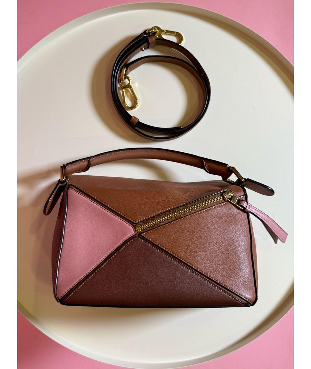 LOEWE Коричневая кожаная сумка с короткими ручками, фото 5