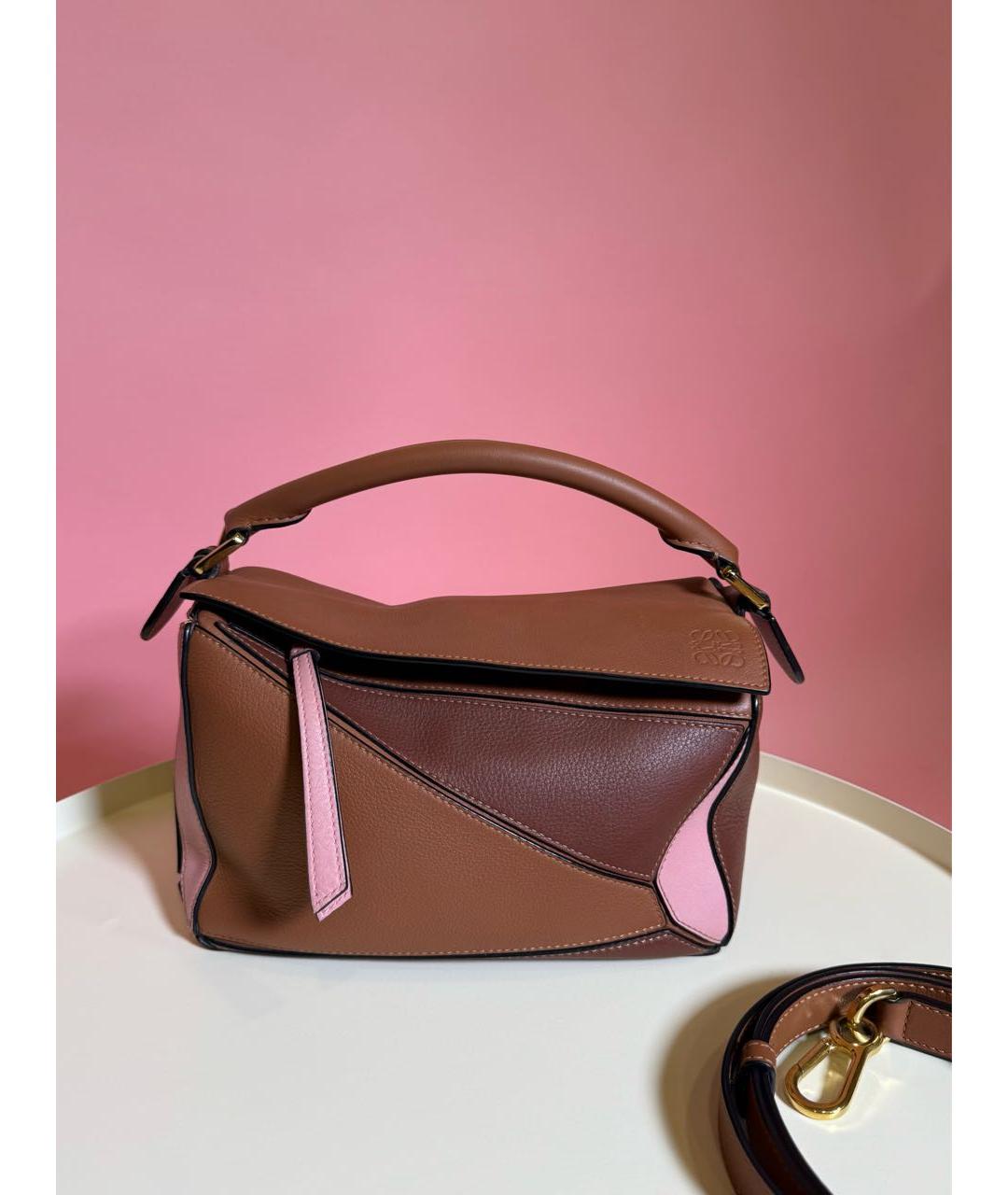 LOEWE Коричневая кожаная сумка с короткими ручками, фото 2