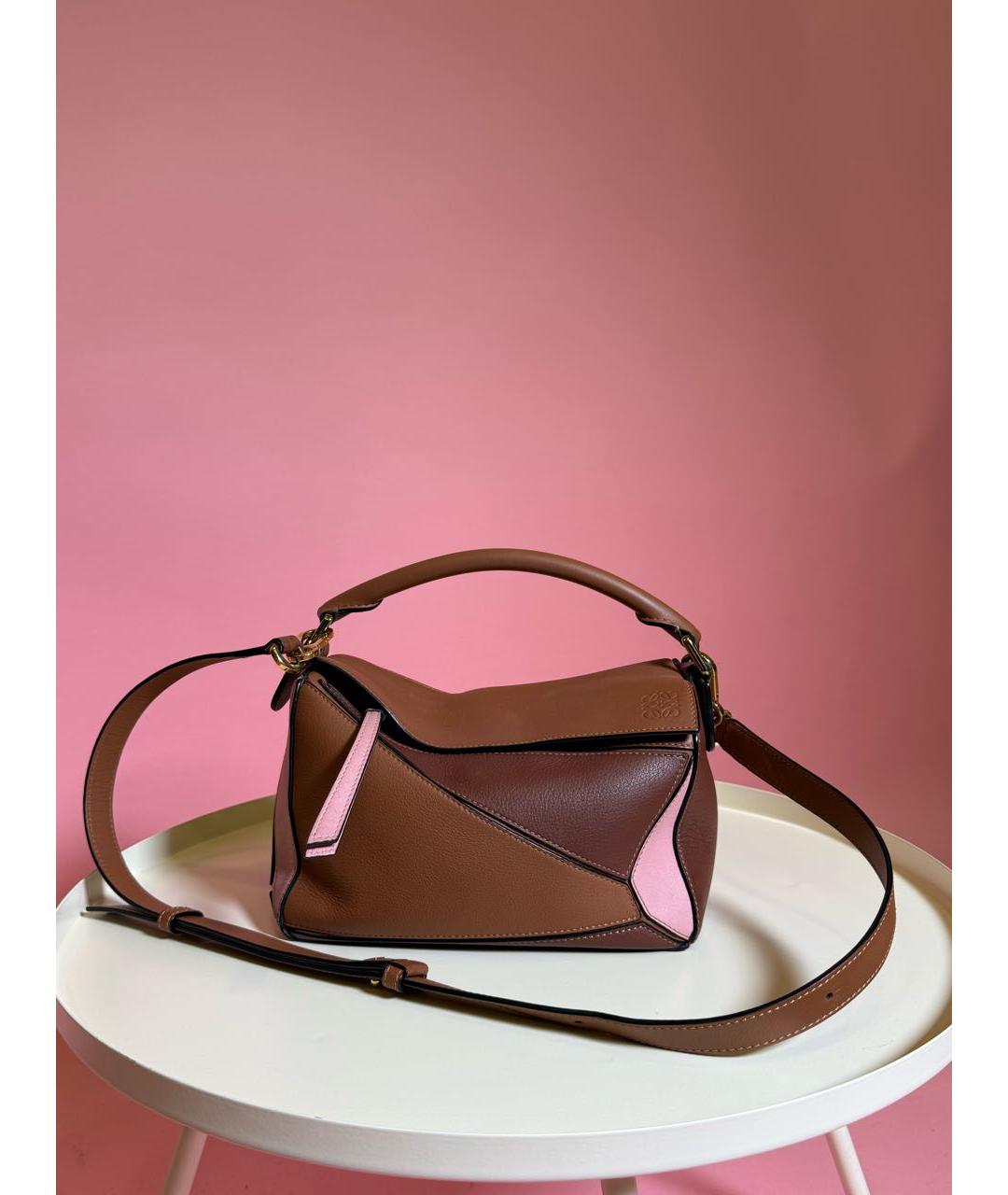 LOEWE Коричневая кожаная сумка с короткими ручками, фото 6