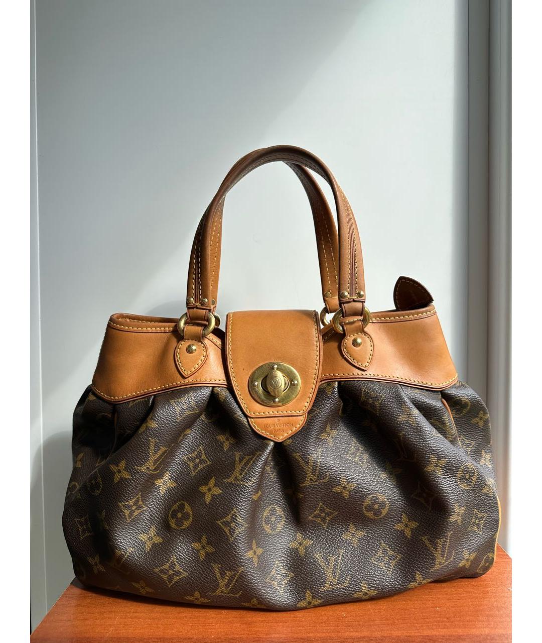 LOUIS VUITTON Коричневая кожаная сумка тоут, фото 9