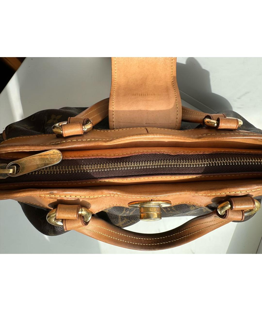 LOUIS VUITTON Коричневая кожаная сумка тоут, фото 4