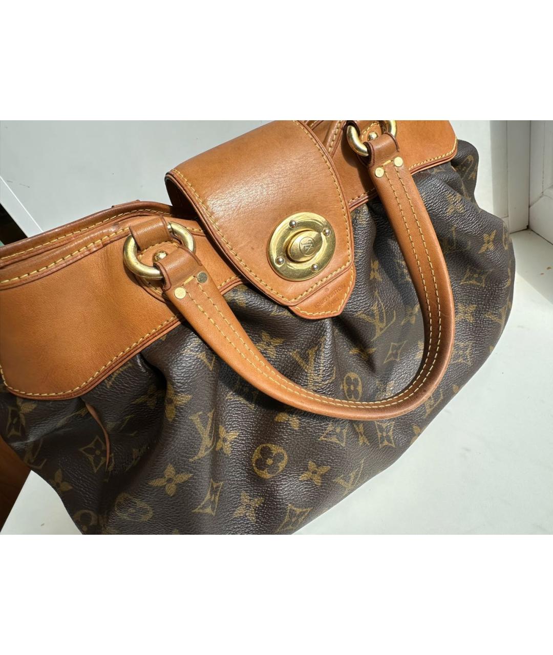 LOUIS VUITTON Коричневая кожаная сумка тоут, фото 5