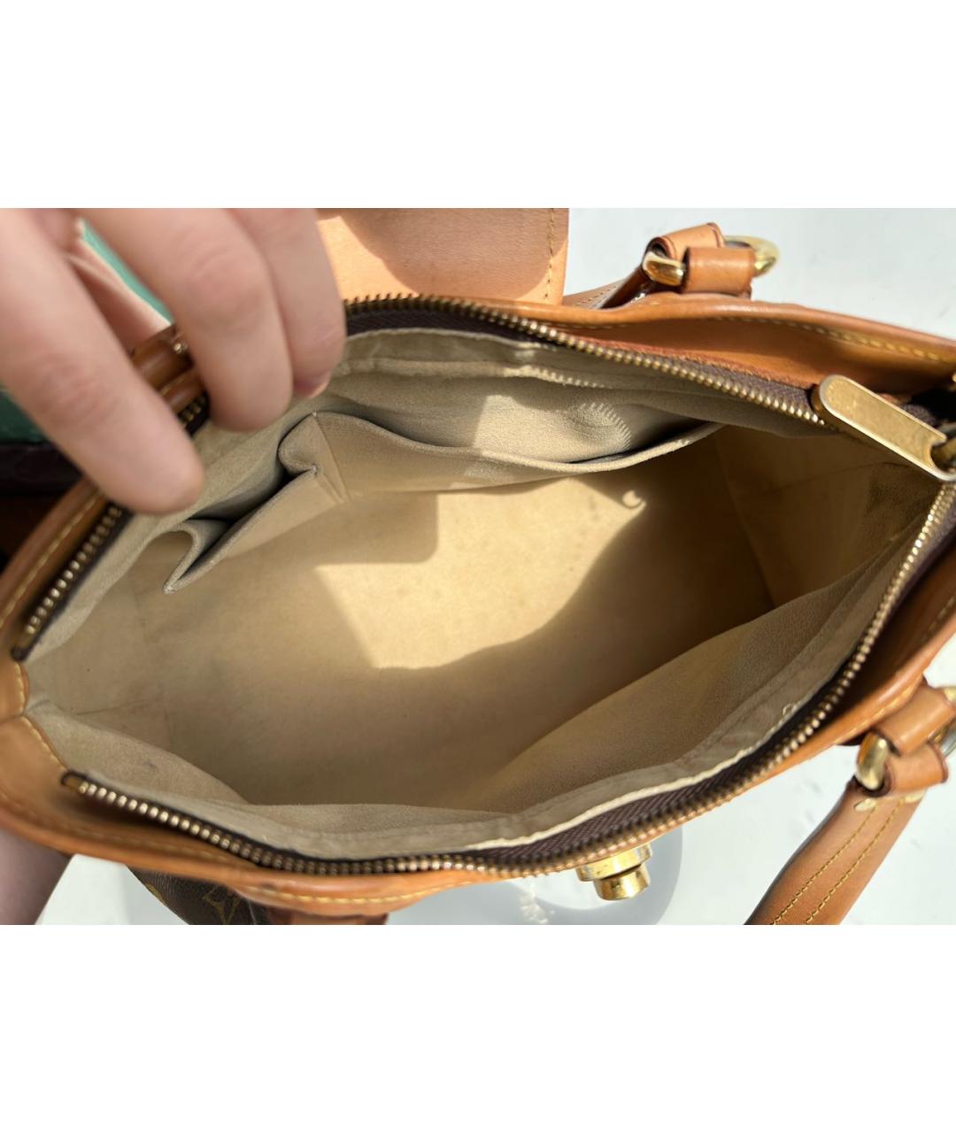 LOUIS VUITTON Коричневая кожаная сумка тоут, фото 8