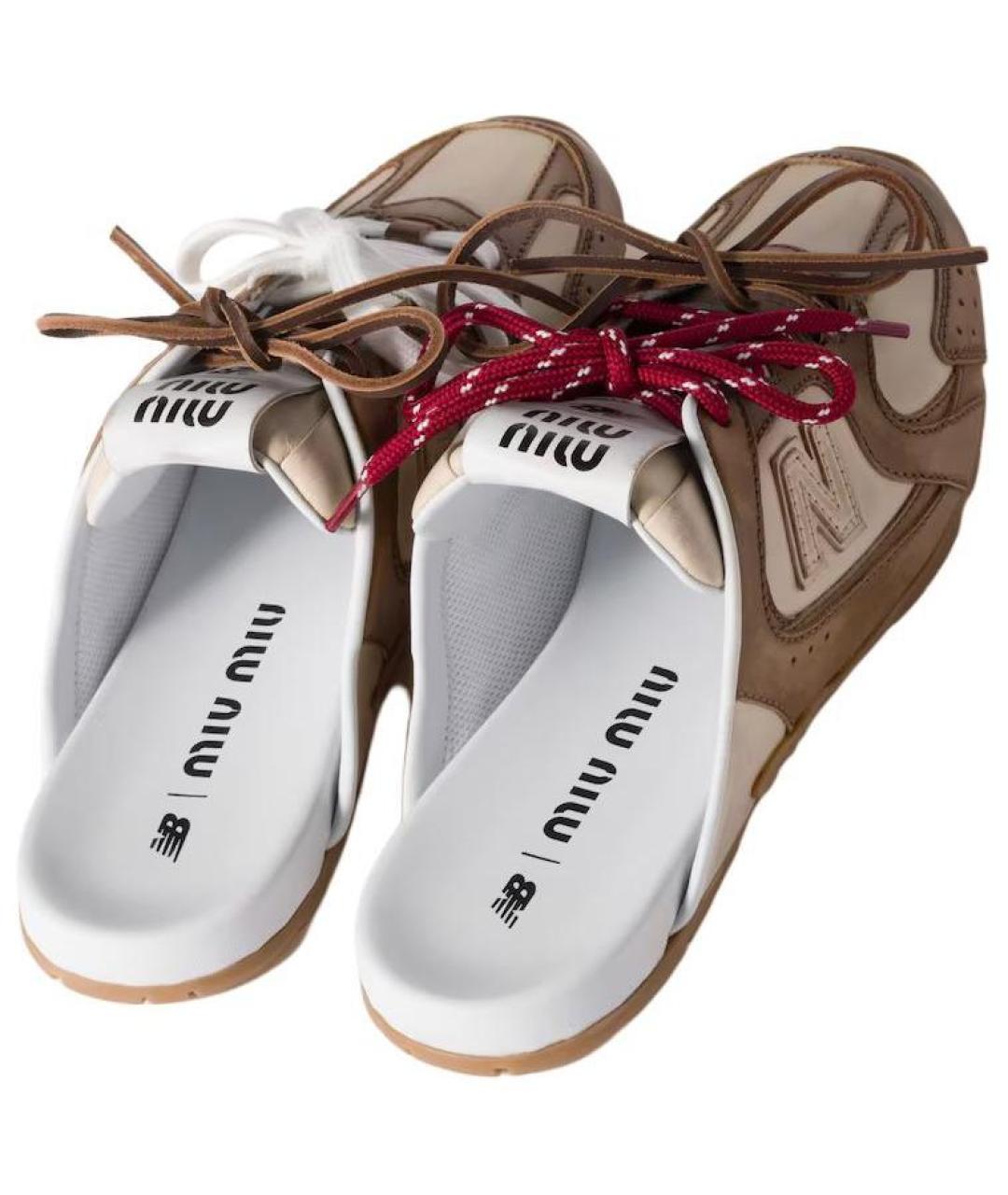 MIU MIU Коричневые мюли, фото 3