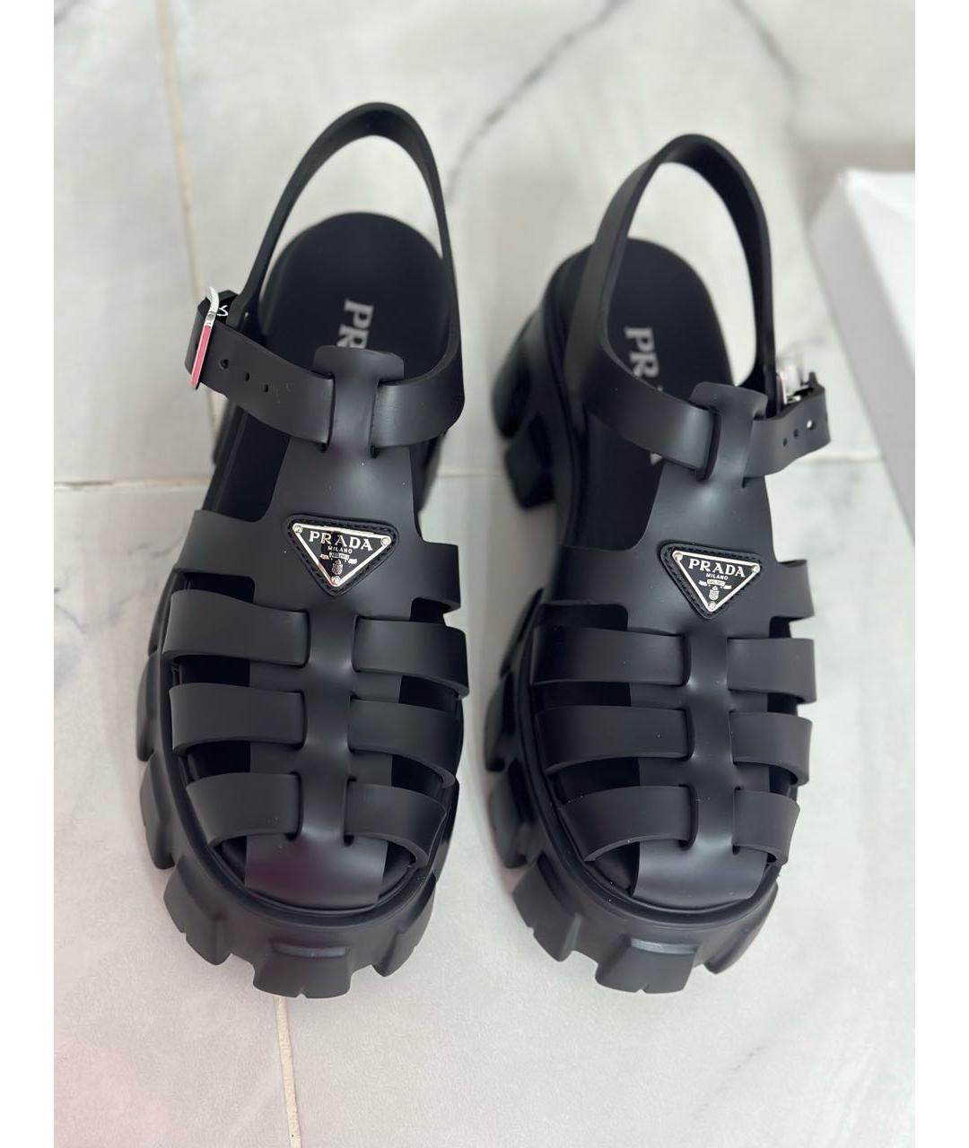 PRADA Черные резиновые сандалии, фото 2