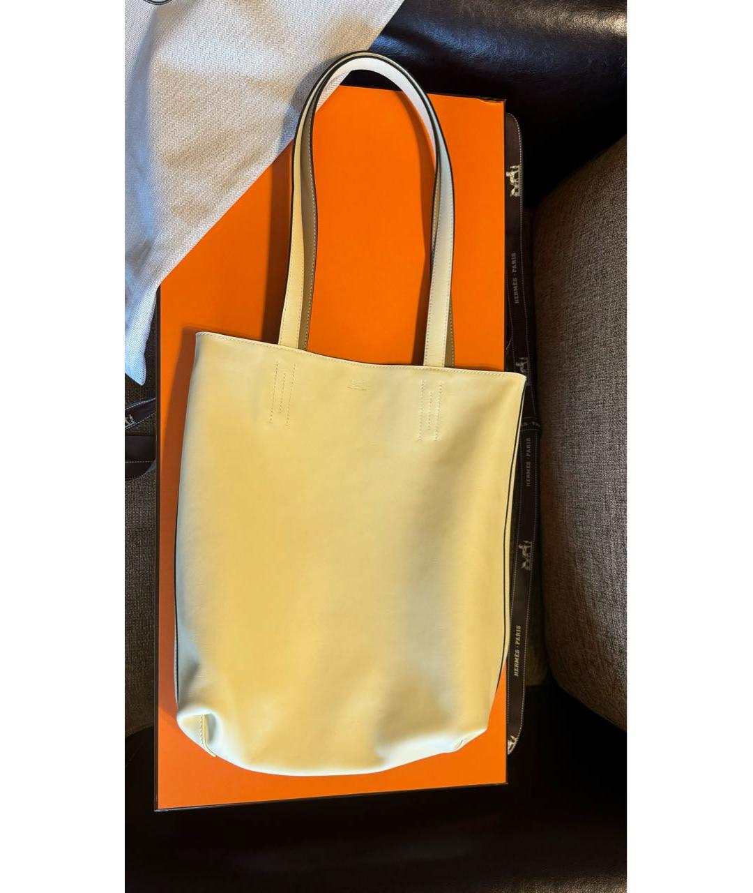 HERMES Бежевая кожаная сумка через плечо, фото 2