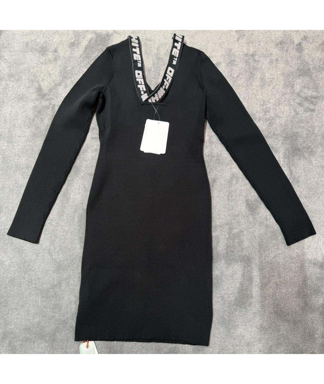 OFF-WHITE Черное полиэстеровое коктейльное платье, фото 2