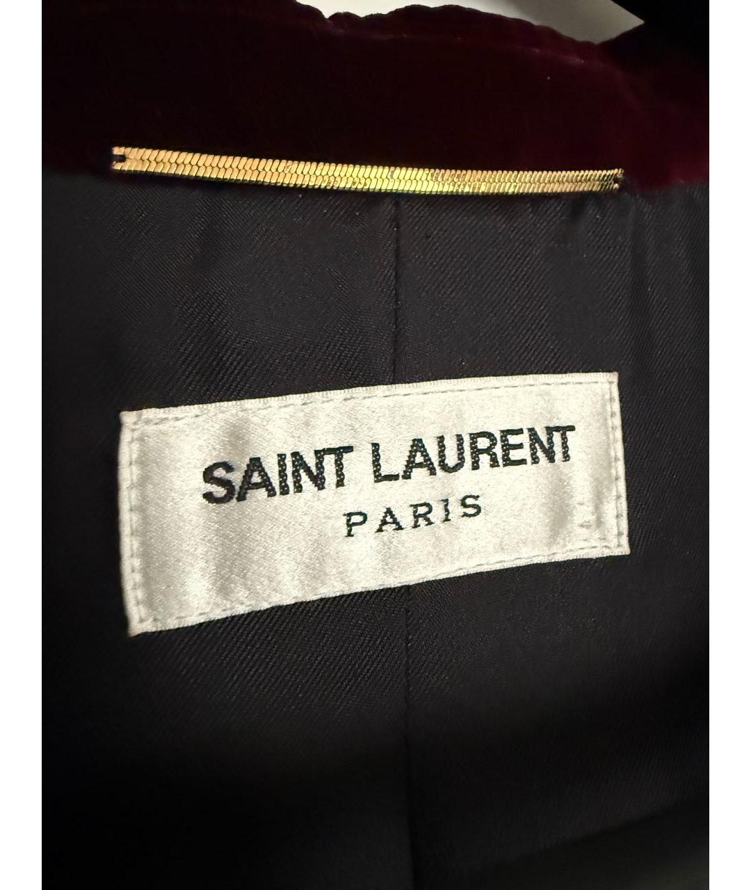 SAINT LAURENT Бордовый бархатный жакет/пиджак, фото 3