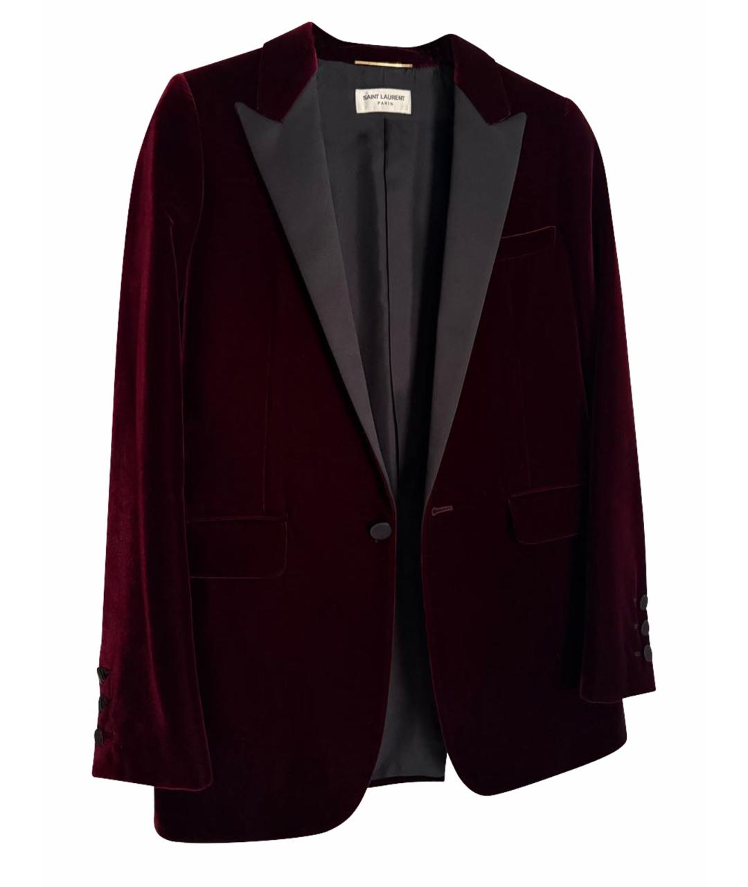SAINT LAURENT Бордовый бархатный жакет/пиджак, фото 1
