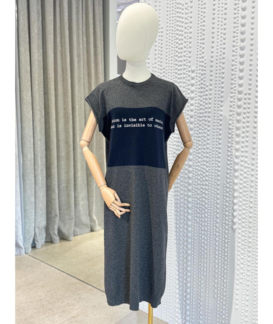 BRUNELLO CUCINELLI Мульти кашемировое повседневное платье, фото 3