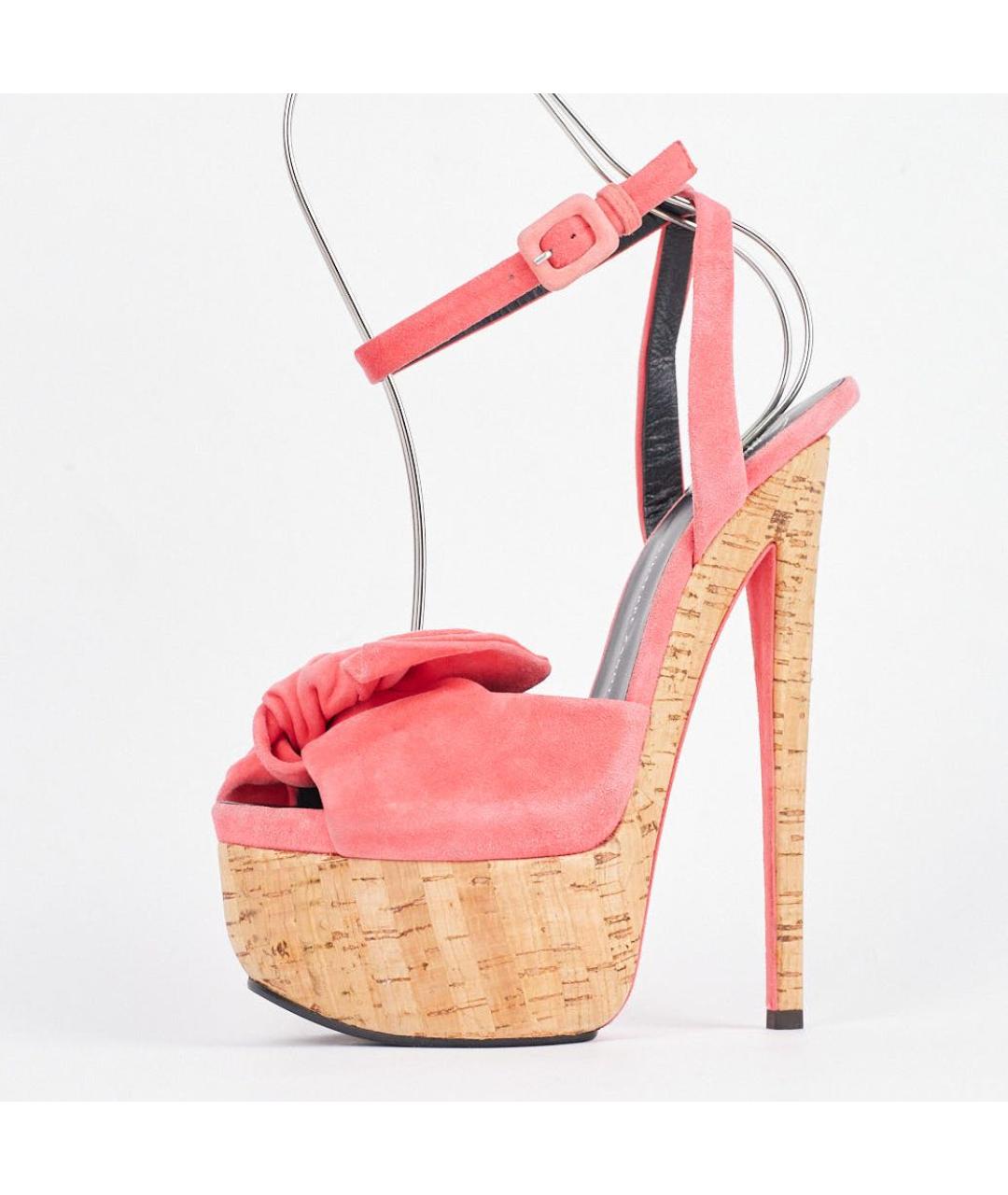 GIUSEPPE ZANOTTI DESIGN Коралловые замшевые босоножки, фото 6