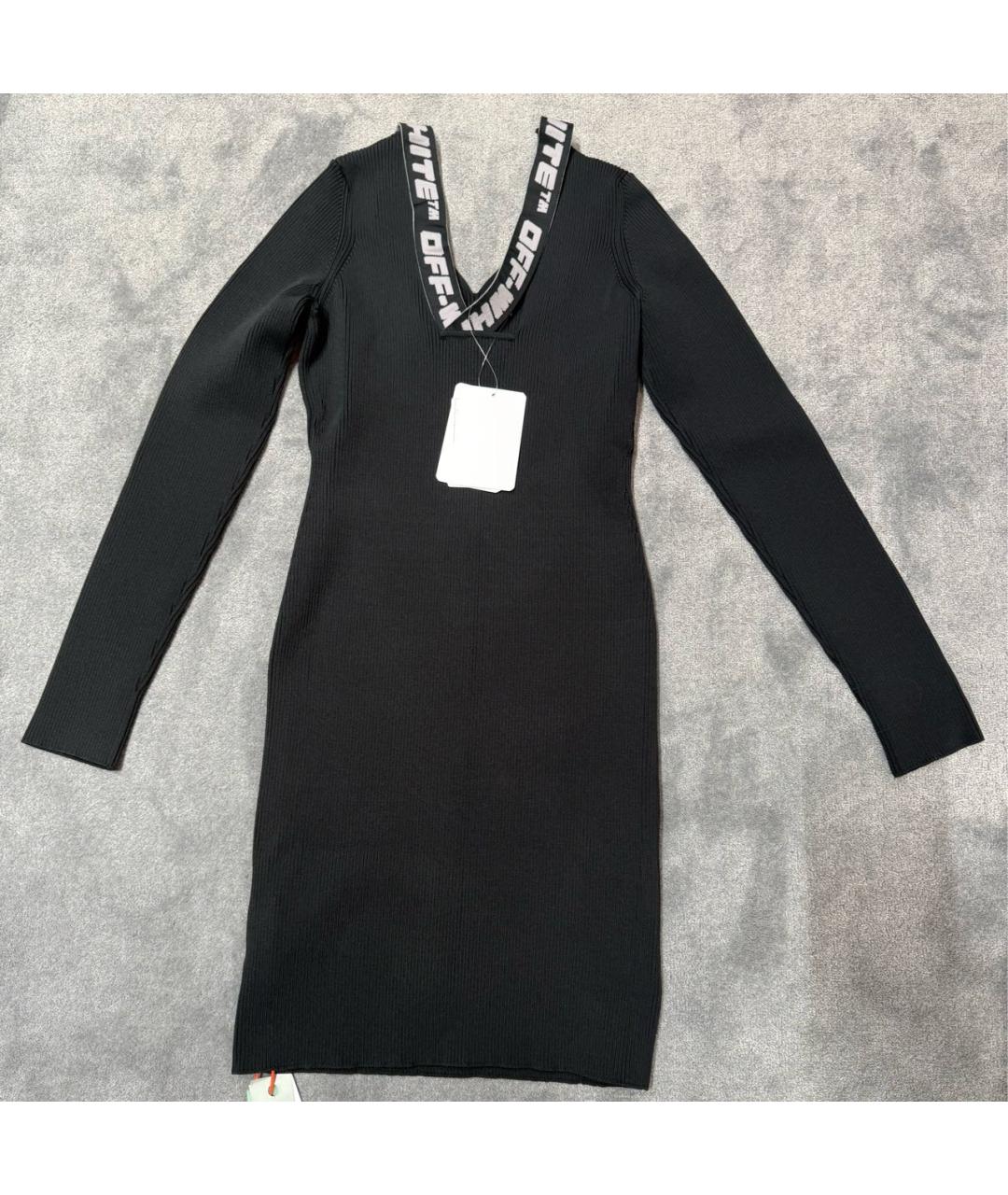 OFF-WHITE Черное полиэстеровое коктейльное платье, фото 2