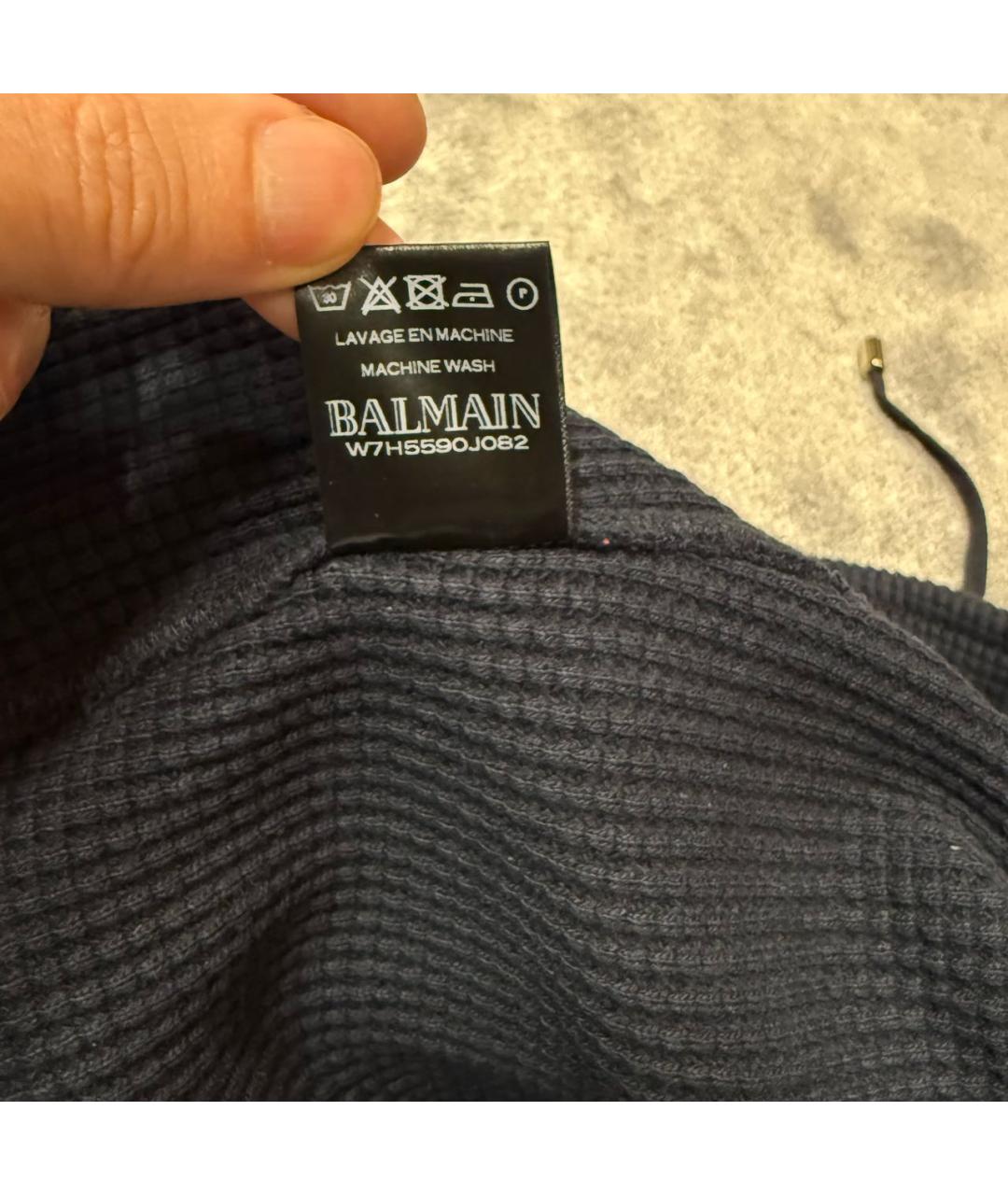 BALMAIN Темно-синие хлопковые повседневные брюки, фото 8