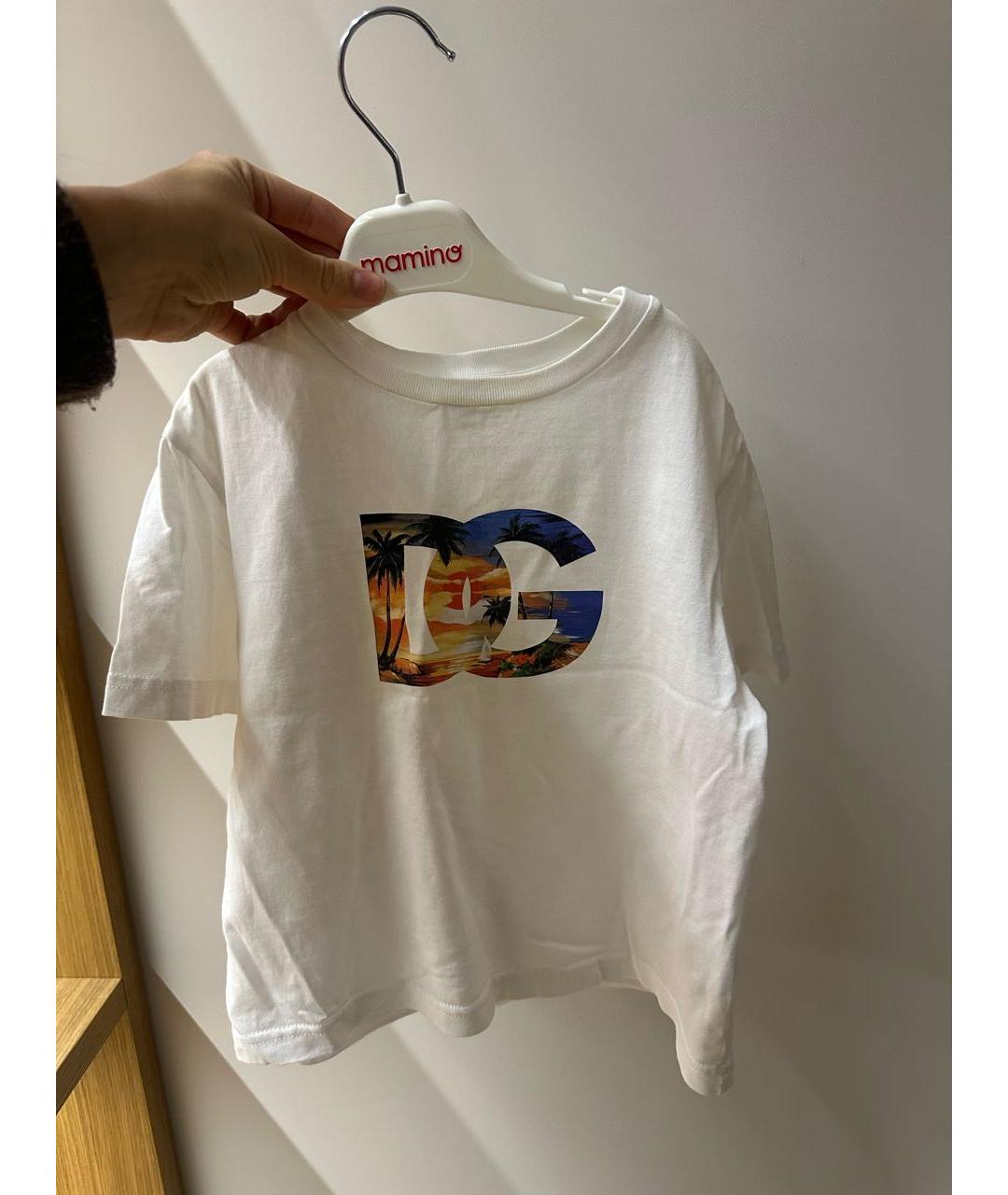 DOLCE&GABBANA Белая хлопковая детская футболка, фото 3