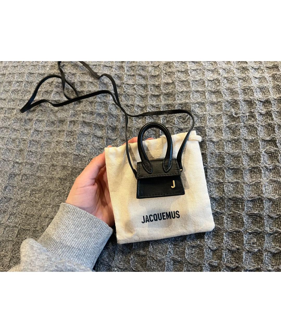 JACQUEMUS Черная кожаная сумка через плечо, фото 7