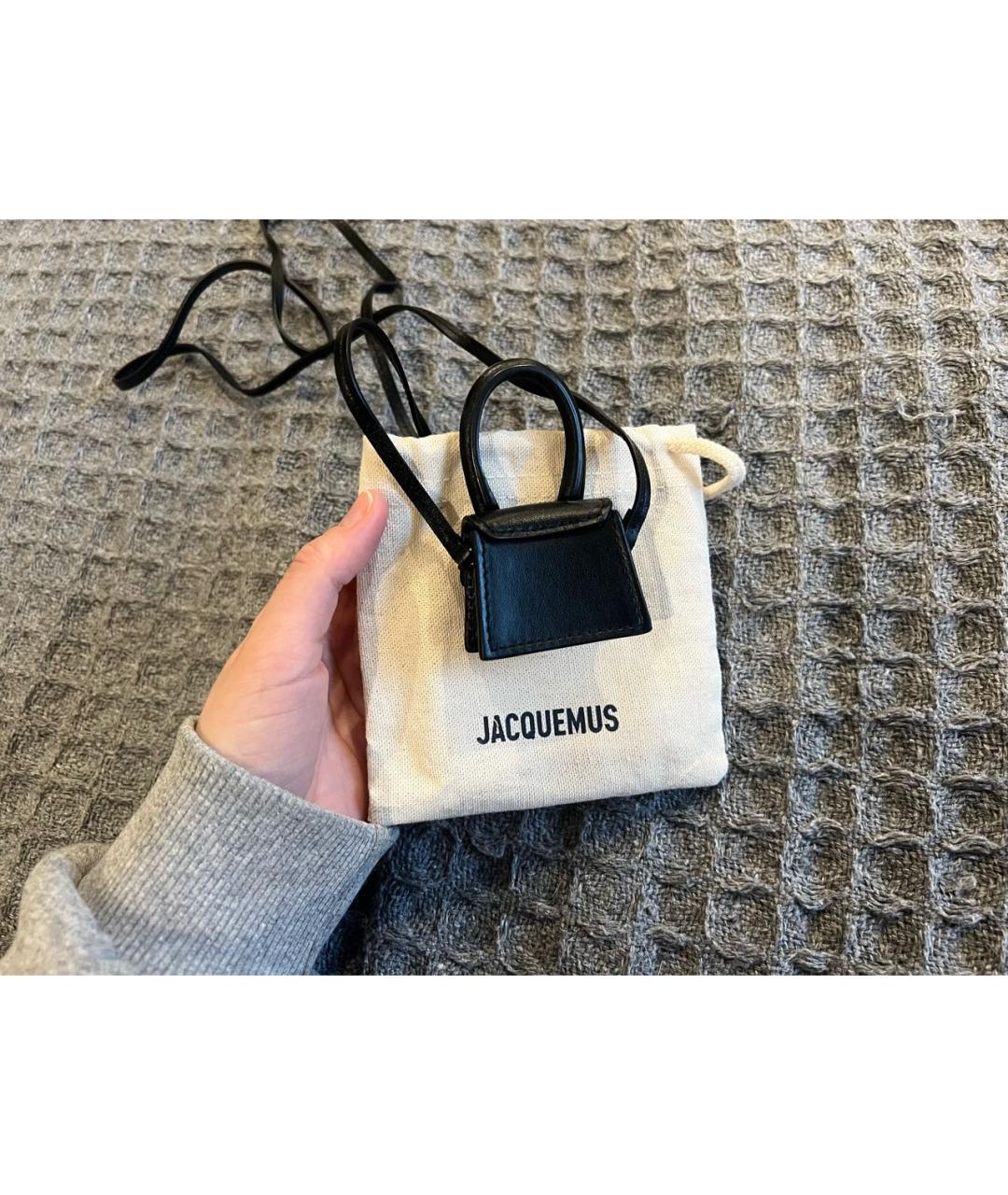 JACQUEMUS Черная кожаная сумка через плечо, фото 3