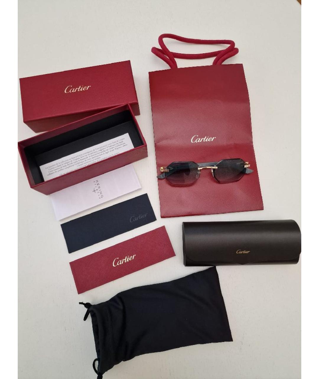 CARTIER Зеленые деревянные солнцезащитные очки, фото 5