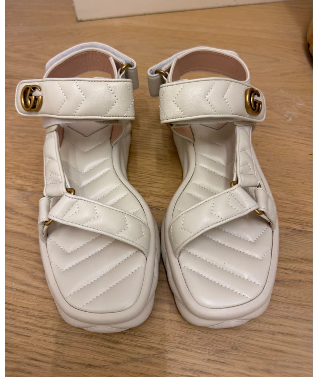 GUCCI Бежевые кожаные сандалии, фото 2