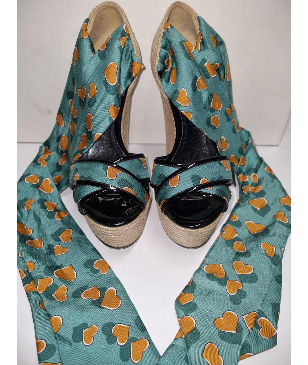 GUCCI Зеленые текстильные босоножки, фото 8