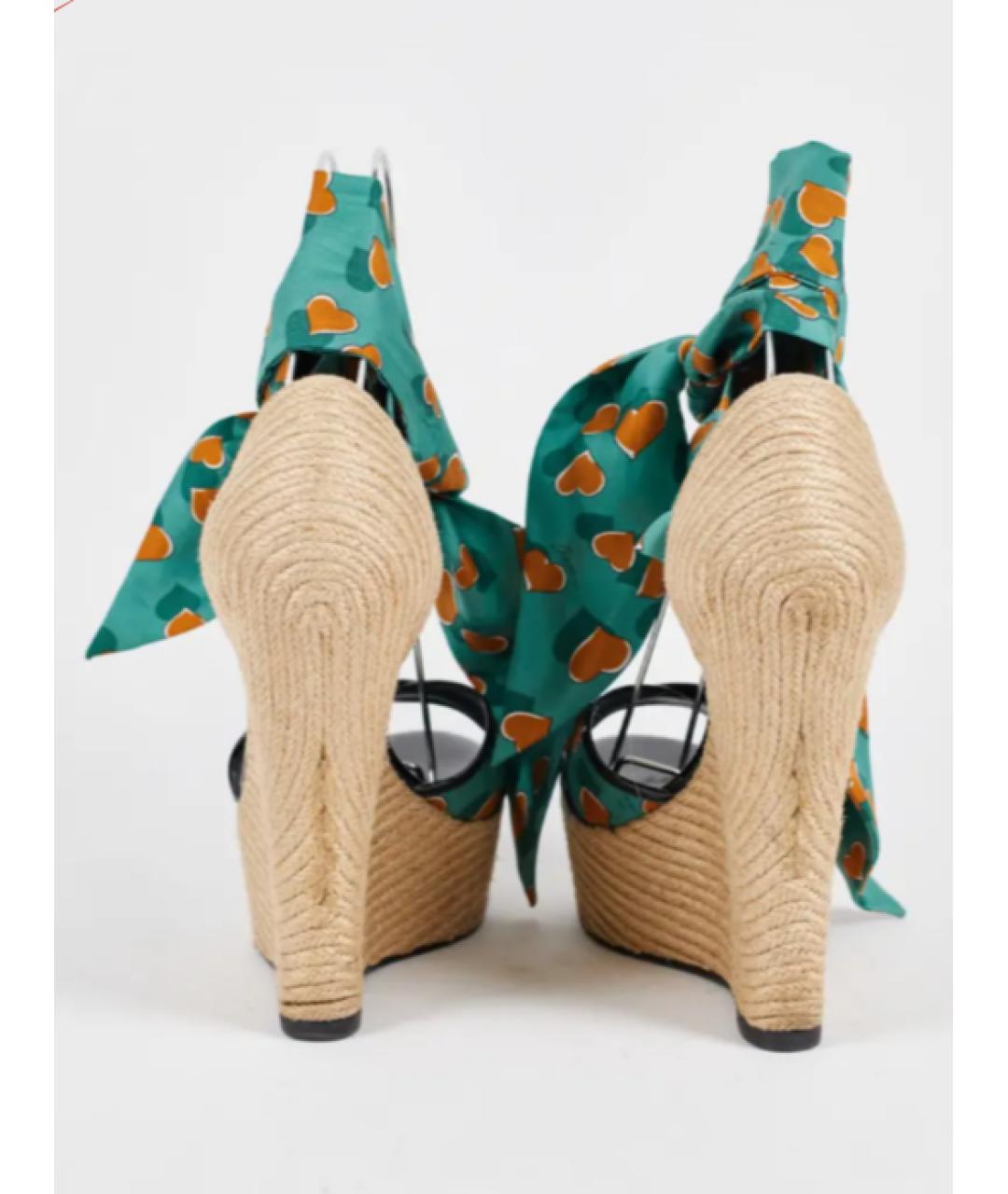 GUCCI Зеленые текстильные босоножки, фото 4