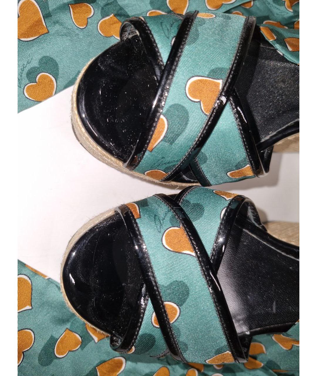 GUCCI Зеленые текстильные босоножки, фото 7