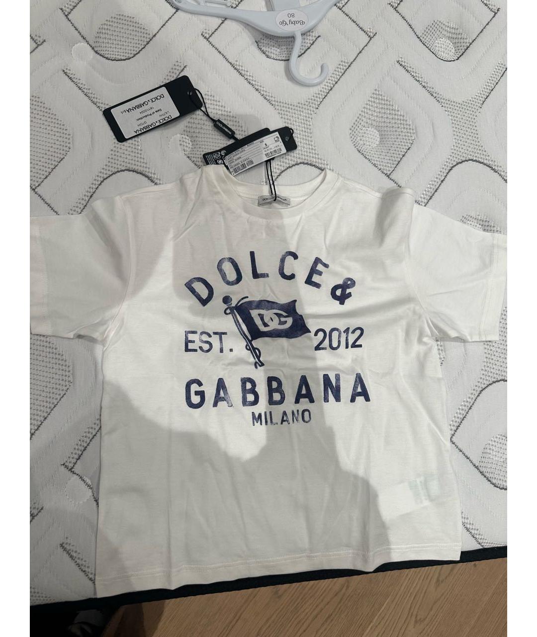 DOLCE&GABBANA Белая хлопковая детская футболка, фото 3