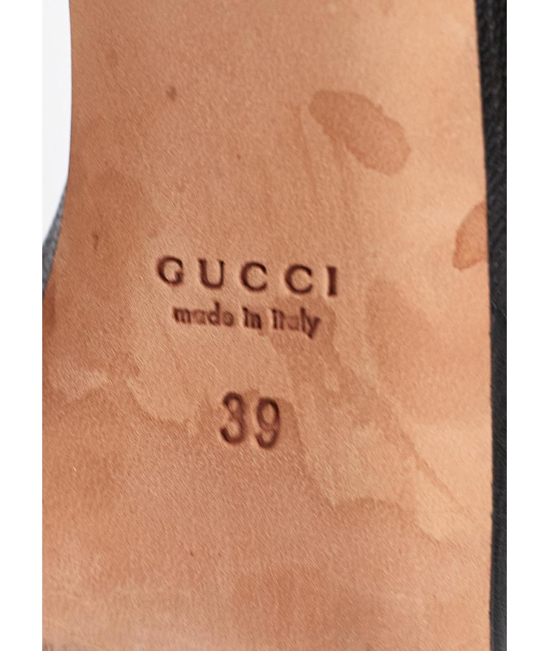 GUCCI Черные кожаные босоножки, фото 5